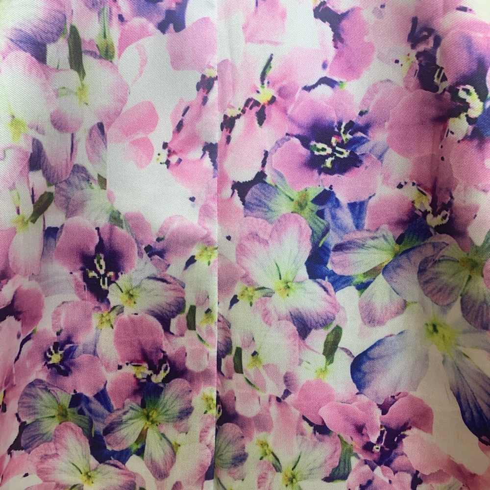 NWT BLUSH PROM 2-Piece Dress in White with Purple/Blue/Green Floral Print, Sz 2 - Picture 7 of 9